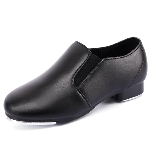 Unisex Child Double Elastics Tap Shoes for Girls and Boys - Black, 2 Little Kid
