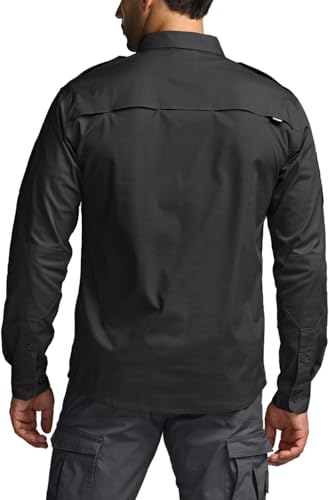 Men's Tactical Long Sleeve Shirts Ripstop Military Work Uniform Outdoor Hiking Breathable UPF 50+