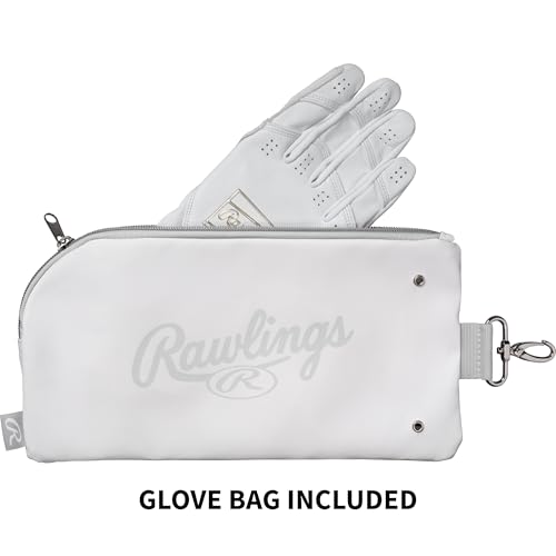 Rawlings ICON Adult Batting Gloves White Large - Pro-Grade Leather, Reinforced Palm