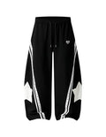 Medium Black Star Graphic Baggy Sweatpants for Women & Men - Wide Leg Lounge Pants