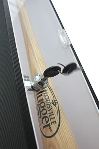 DisplayGifts Wall Mount Baseball Bat Display Case with UV Protection - Black Frame, White Interior, Lock, Horizontal or Vertical Hanger