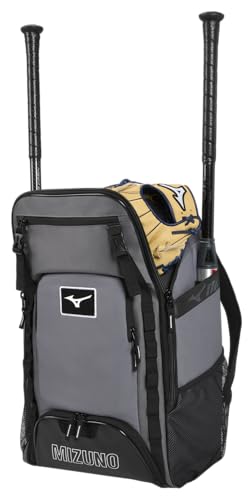 Mizuno Organizer 26 Backpack with Bat Sleeves & Ventilated Shoe Compartment - Black