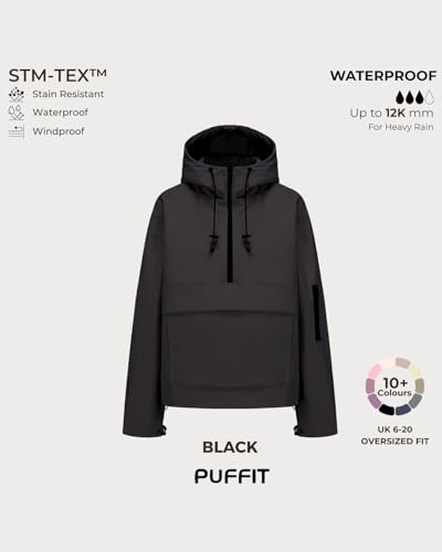 PUFFIT Women's Small Black Lightweight Water-Resistant Rain Jacket
