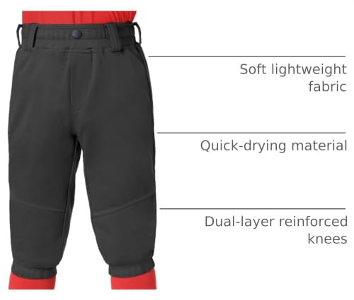 Toddler Baseball Pants 2T-5T for Boys - Black, 16 Years Size