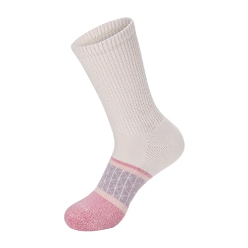 Hanes Women's Non-Binding Crew Socks 4-Pack - Pink, Tan, Green, Cushioned
