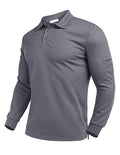 Men's Long Sleeve Polo Shirt - Quick Dry Golf Polo XX-Large Grey