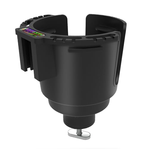 Kayak Cup Holder Track Mount - Large Black Non-Slip Lure Storage