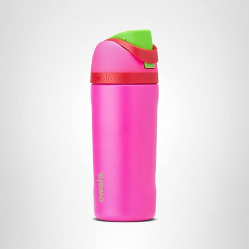 Owala Kids FreeSip Insulated Stainless Steel Water Bottle with Straw, BPA-Free Sports Water Bottle, Great for Travel, 16 oz, All the Berries