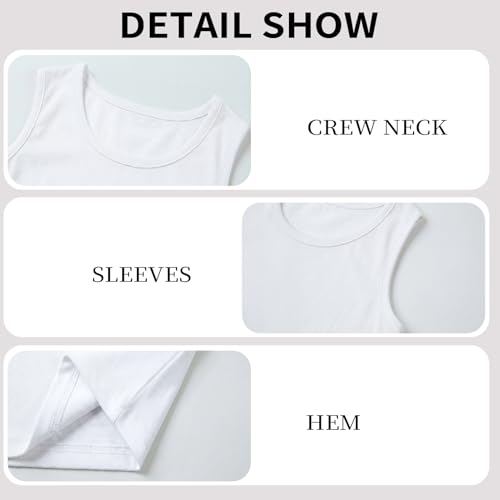 Kids' Boys Tank Tops 5-Pack Cotton Sleeveless Undershirts Age 2-16, White 11-13 Years