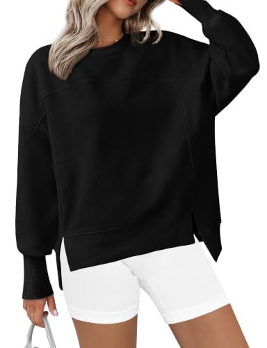 Women's Black Fleece Crewneck Sweatshirt - Large Pullover
