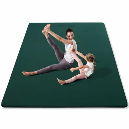 Green Large Yoga Mat 75x52 Inch Extra Wide Non-Slip TPE Exercise Mat for Pilates & Fitness