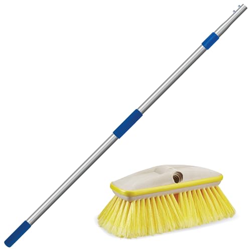 Soft Yellow Telescoping Deck Brush Kit - Marine & Outdoor Cleaning Tool