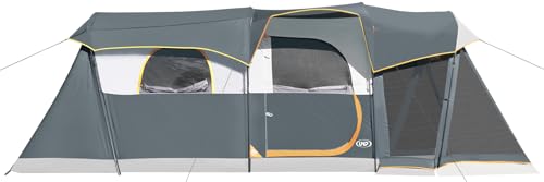 UNP Grey 8-Person Waterproof Tunnel Camping Tent with Screen Porch