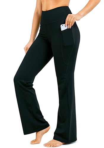 Large Black Yoga Pants with Pockets - 28/30/32/34 Inch Inseam, Women's Activewear