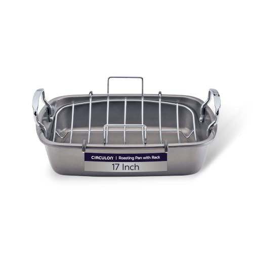 17-Inch x 13-Inch Nonstick Roasting Pan with U-Rack - Heavy Duty Oven Bakeware