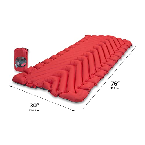 Klymit Insulated Static V Luxe Sleeping Pad - Lightweight Inflatable Camping Mattress for Backpacking & Hiking - Red - Sleeping Pad / Insulated