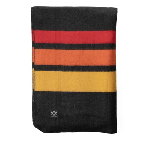 Rainier Wool Blanket - Sunset Peak King Heavy Warm Wool Bed & Camping Blanket