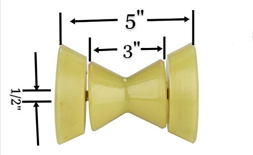 3-Inch Marine Bow Roller with 1/2 Inch Shaft Stop for Boat Trailers