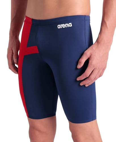Men's Performance Diamond Swim Jammer - Navy/Red, 30 Inch, Chlorine-Resistant