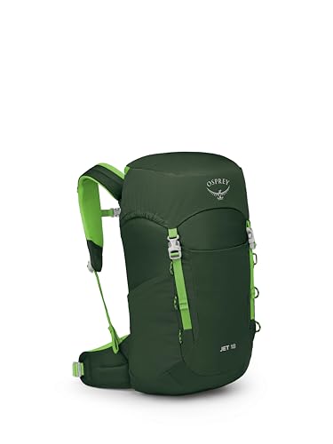 Osprey Jet 18L Kid's Hiking Backpack Green Canopy - Adjustable, Hydration-Ready