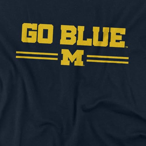 University of Michigan Go Blue Lines T-Shirt for Adults Large Navy