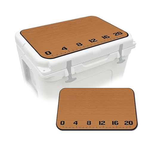SeaDek EVA Cooler Pad for Yeti Tundra 45 - Peel & Stick Non-Slip Comfort Mat with Fish Ruler - Mocha-Black