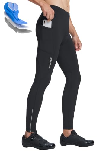 Men's Thermal Cycling Pants Large Black Fleece-Lined Bike Tights