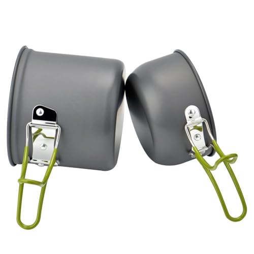 Camping Cookware Mess Kit with Foldable Handles, Lightweight Non-Stick Pot Set