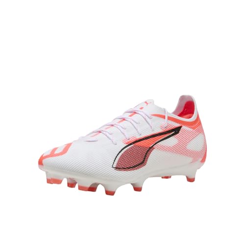 PUMA Ultra 5 Pro Firm Ground Soccer Cleats - White/Black/Red, Artificial & Natural Grass
