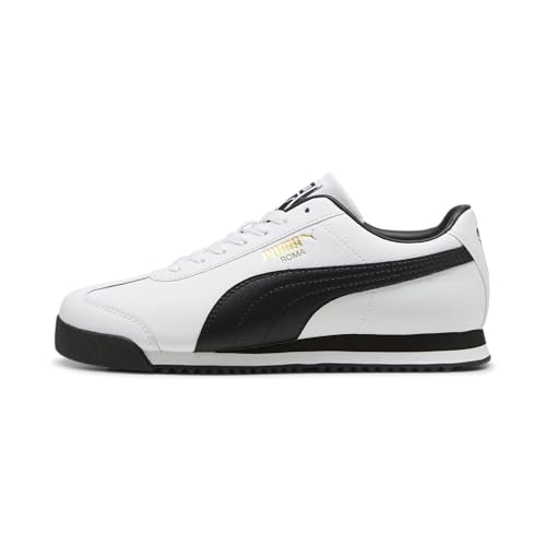 PUMA Men's Roma Sneakers White-Black-Gold Size 9 - Athletic Lifestyle Shoe
