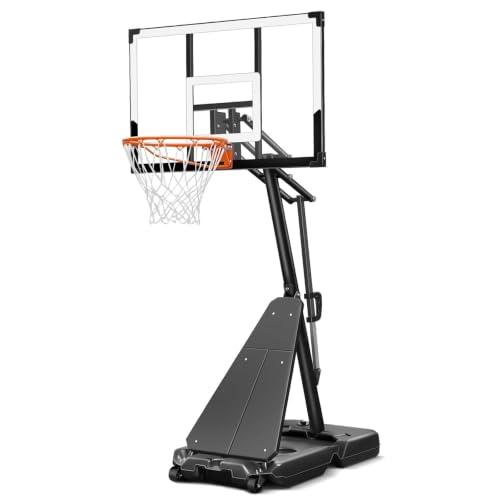 White Portable Basketball Hoop with 44-Inch Shatterproof Backboard, Adjustable Height 4.9-10 ft