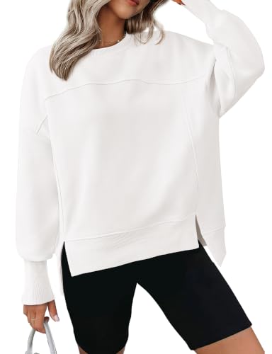 Women's Crewneck Fleece Sweatshirt - Medium White Pullover