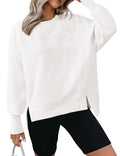 Women's Crewneck Fleece Sweatshirt - Medium White Pullover