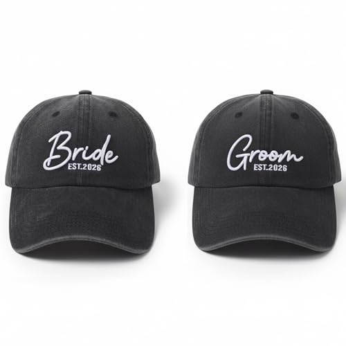 Bride and Groom Wedding Hats Black for Bridal Party Gifts