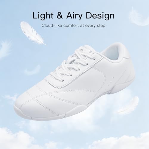 Women Leather Cheer Shoes - White PU Cheerleading Sneakers, Variation of 7