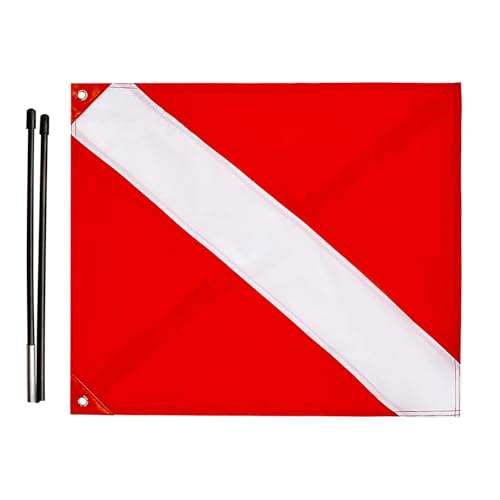20 x 24 Inch Dive Flag for Boat with Removable Stiffening Pole - US Legal Diver Down Marker