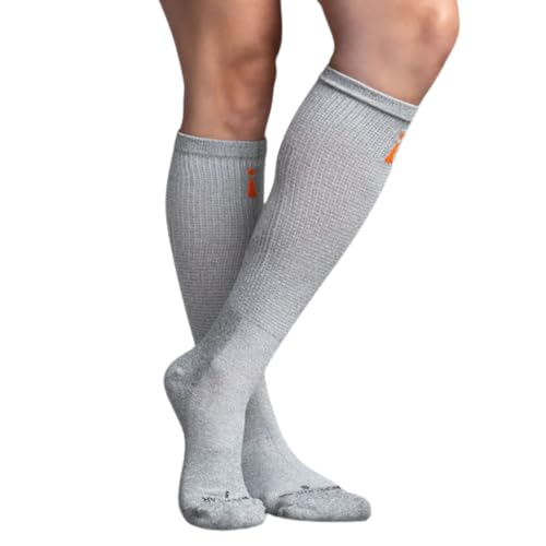 Therapeutic Knee-High Socks for Men and Women - Grey, Large - Heat-Activated Circulation & Pain Relief