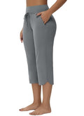 Women's Swim Capris Long Shorts - Quick Dry, UPF 50+ Lightweight, Zipper Pockets - Dark Gray, Large