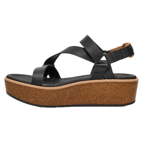 Teva Women's Madera Wedge Sandals - Black, 7, Leather & Cork Comfort