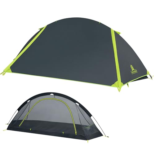 Grey Croosseoutdoors 1-Person Ultralight Backpacking Tent with Single Aluminum Pole