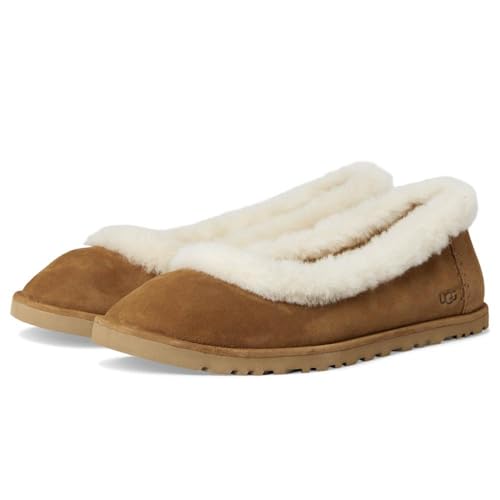 UGG Womens Zora Ballet Flat - Suede & Sheepskin, 6.5 Chestnut