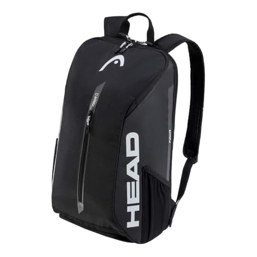HEAD Tour Backpack 25L Black/White - Sports & Tennis Bag with Racquet & Shoe Compartments