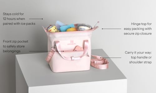 Rose Quartz Stanley All Day Julienne Soft Cooler Bag & Lunch Box - Insulated Portable Cooler with Zipper & Detachable Strap