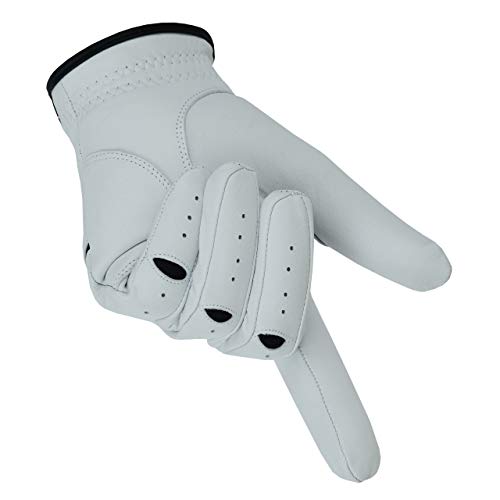 Men's Cabretta Leather Golf Gloves 3 Pack - Medium, Left Hand, Breathable All Weather Fit