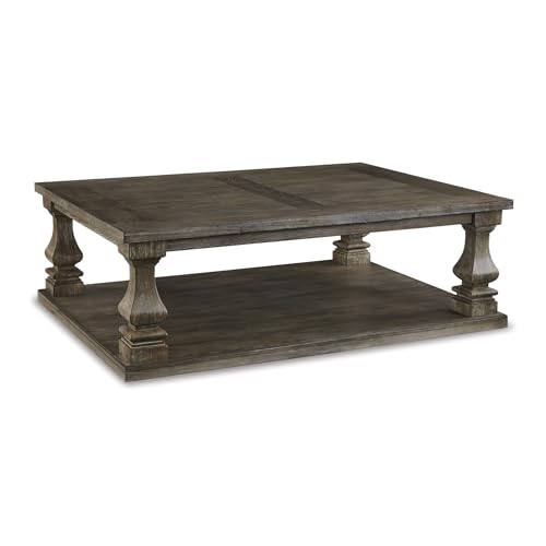 Signature Design by Ashley Large Farmhouse Coffee Table - Rectangular, Weathered Gray, Table Variation
