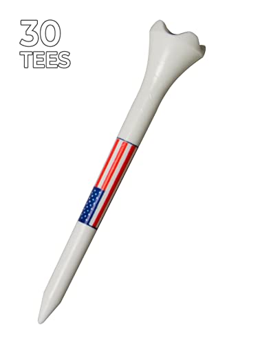 Golf Tees - 3-1/4 Inch Plastic Performance Tees, 30 Count, Blue & White Variations