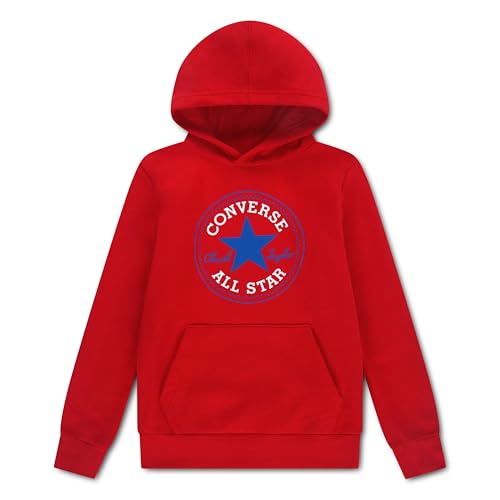 Converse Boys' Chuck Patch Graphic Fleece Pullover Hoodie Medium University Red