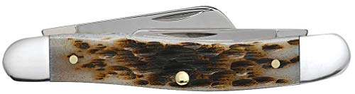 2.5-Inch Medium Amber Bone Stockman Pocket Knife with Stainless Steel Blades - Amber Handle