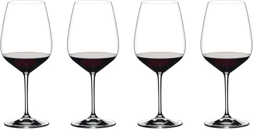 Red Wine Glass Set - 4 Crystal Stemware for Cabernet - Dishwasher Safe