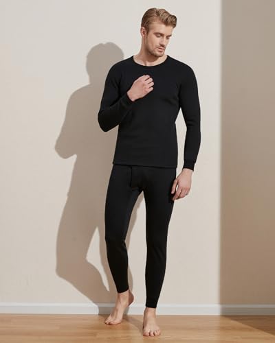 X-Large Men's Heavyweight Thermal Underwear Set - Black